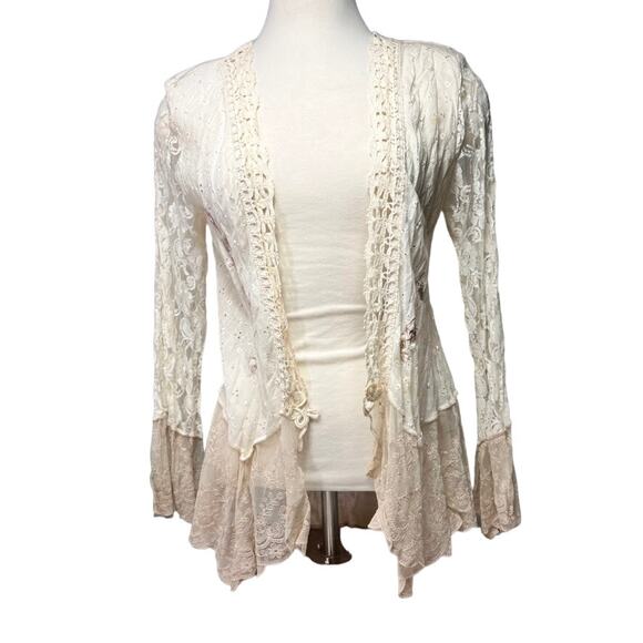 Cardigan Women 6 Cream Lace Mix Media Embroidered  Vintage Victorian - Picture 2 of 15